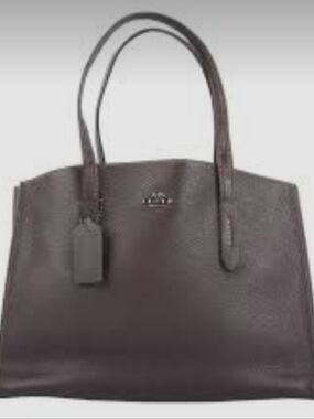 Coach Pebbled Leather Tote in Dark Brown